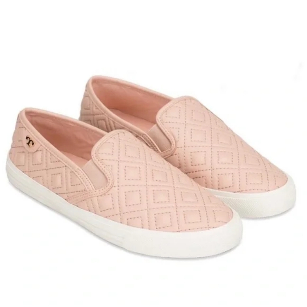 Tory Burch Designer Jesse Quilted Leather Slip-On Sneakers Size 9